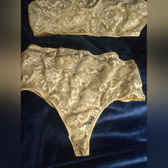 Handmade exotic dancewear outfit lingerie two piece high waisted sheer - Picture 3 of 6